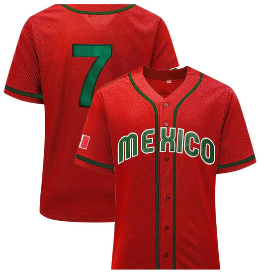 Jersey de Beisboll Mexico en Roja